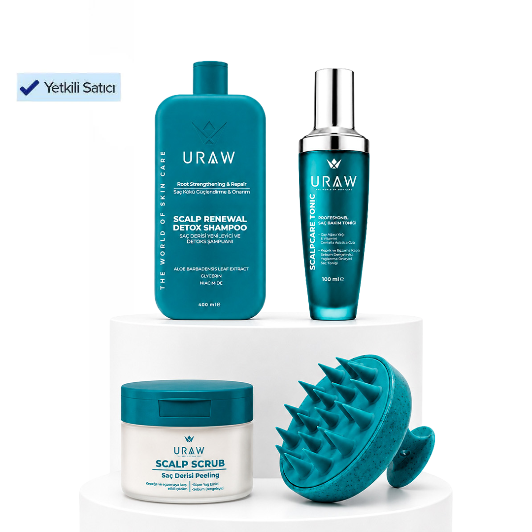 Saç Derisi Bakım Seti | Scalp Scrub + Detox Şampuan + Scalpcare Tonik + Masaj Tarağı | 4'lü Tam Bakım Seti