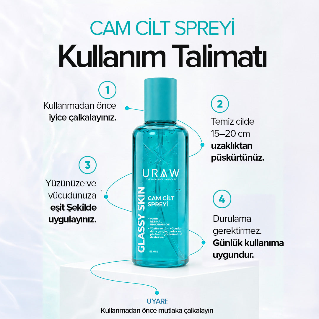 Cam Cilt Spreyi | Glassy Skin | Cam Cilt Görünümü Veren PDRN + Retinal + Niacinamide İçeren Cilt Yenileyici Bakım Spreyi 125ML