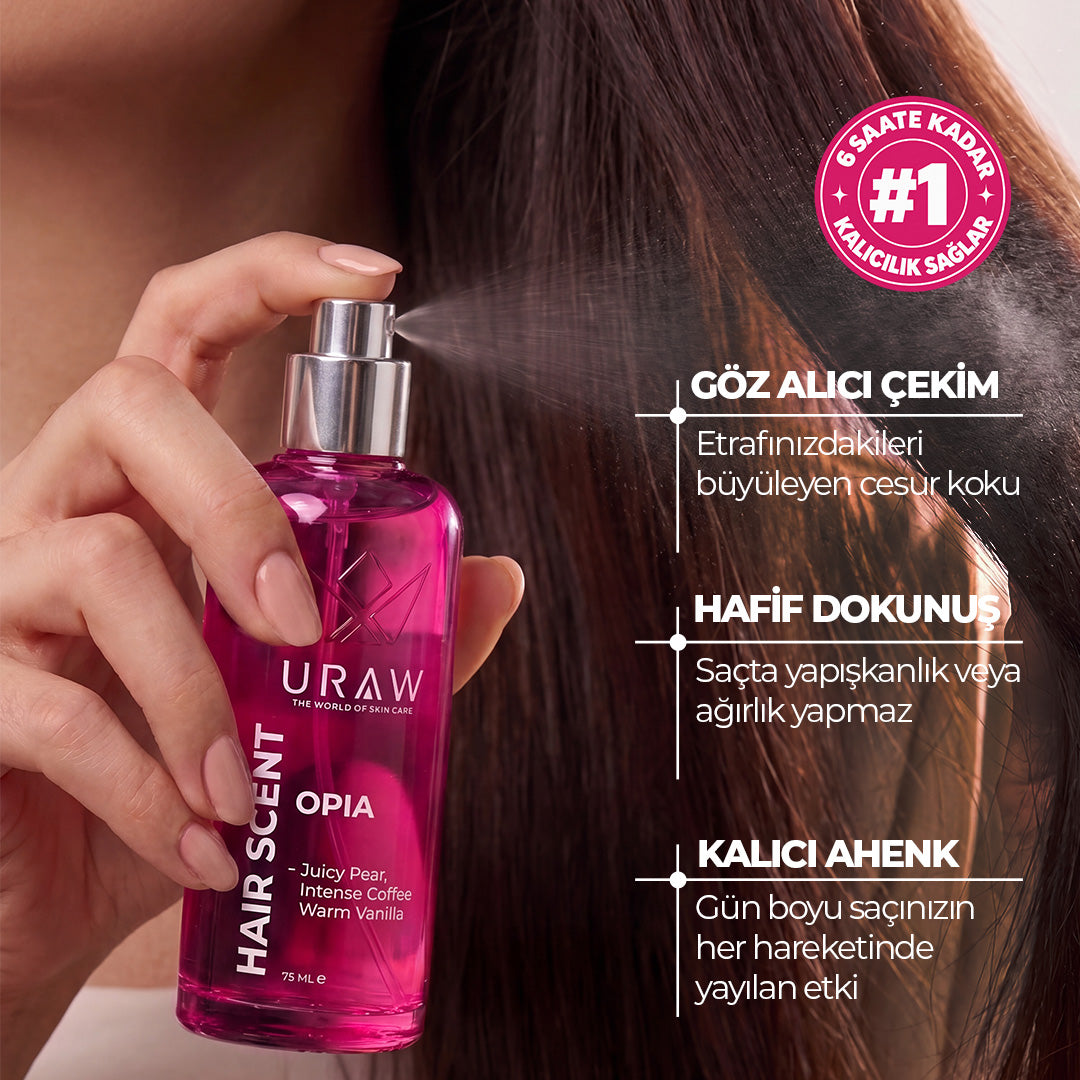 Opia Hair Scent | Saç Bakım Parfümü | Armut, Kahve ve Vanilya Notalı Saç Parfümü 75 ML