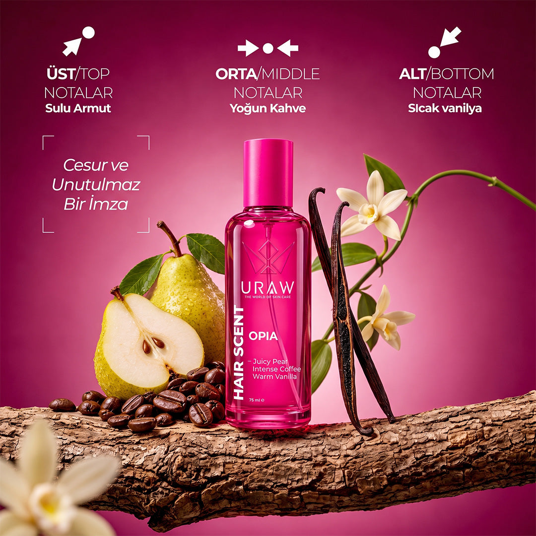 Opia Hair Scent | Saç Bakım Parfümü | Armut, Kahve ve Vanilya Notalı Saç Parfümü 75 ML