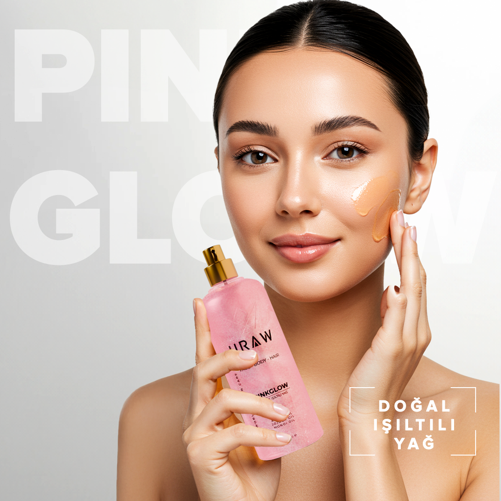 URAW Pink Glow Pembe Işıltılı Yağ | Yüz, Vücut ve Saç İçin Çok Amaçlı Bakım Yağı