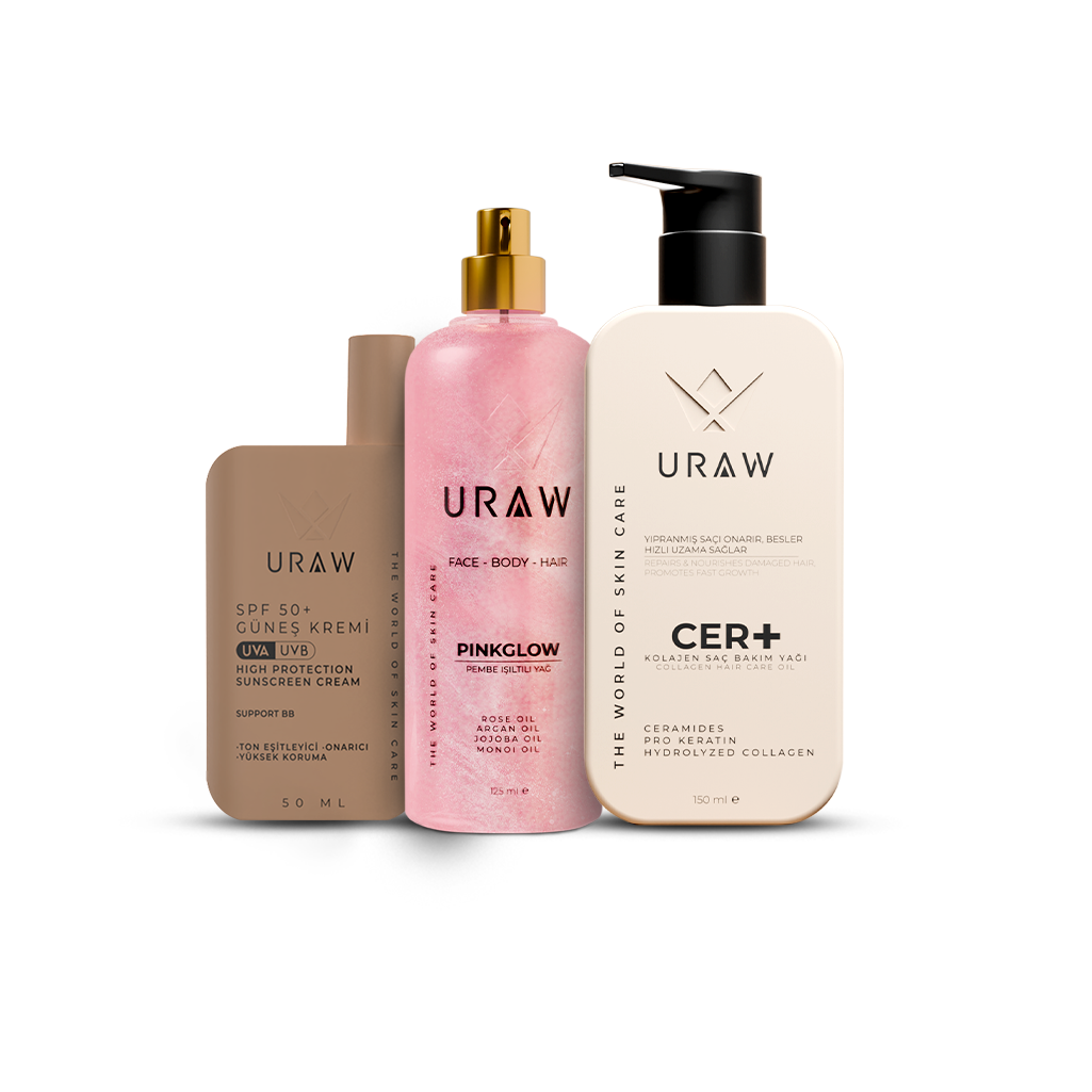 Tatil Bakım Seti : Güneş Koruyucu, Işıltılı Bakım Yağı ve CER Plus Saç Bakım Yağı