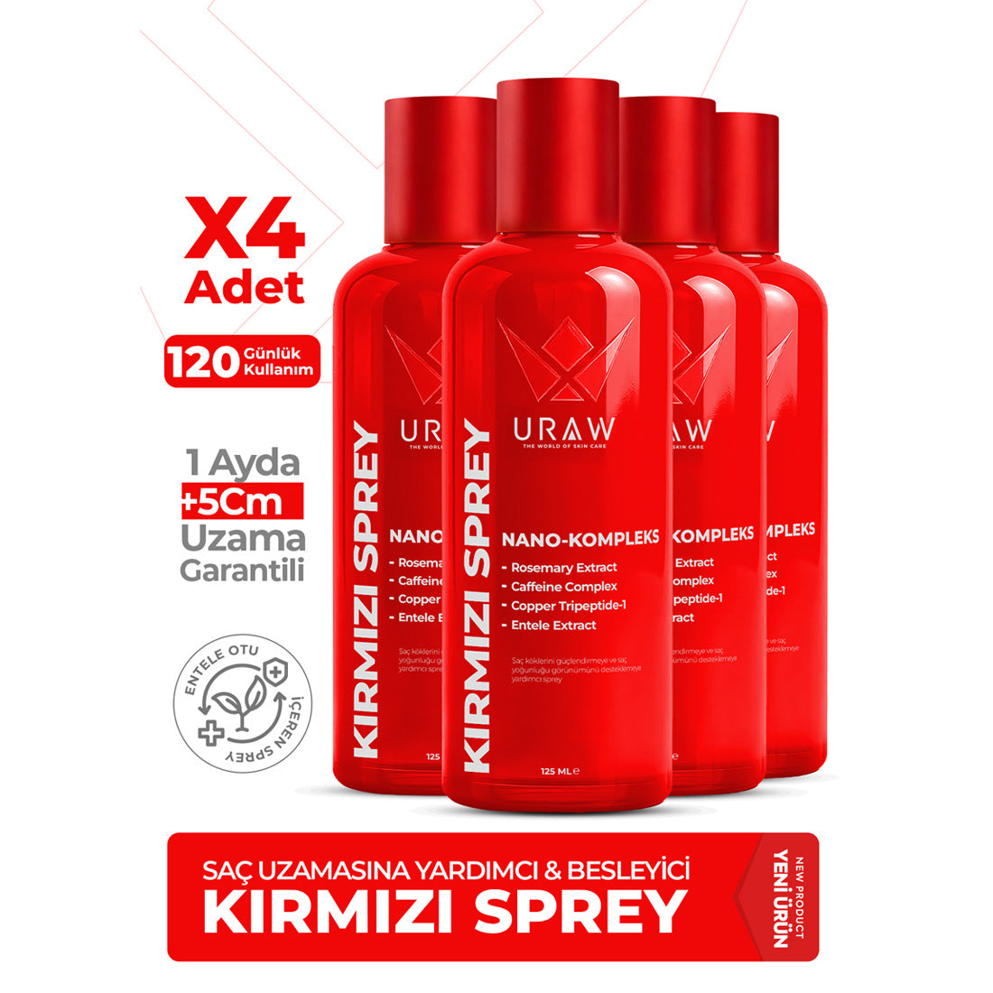 Entele Kırmızı Sprey 4'lü Fırsat Paketi ( Carry Şampuan Hediyeli )