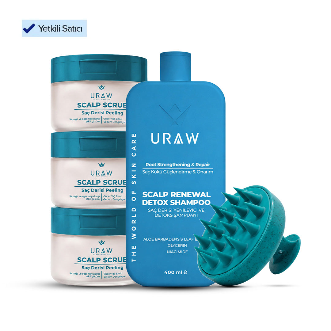 Hair Scrub Saç Derisi Peeling Seti | Scrub + Detox Şampuan + Tarak