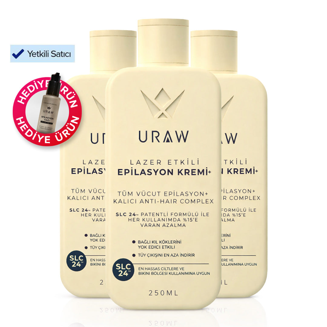 Uraw Epilasyon Kremi 3'lü Etkili Çözüm Paketi( Epilasyon Yağı Hediyeli )